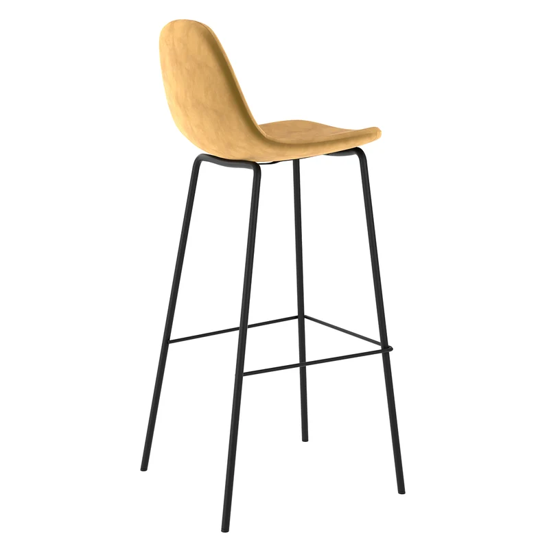 Chaise de bar Henrik en velours jaune 75 cm (lot de 2)