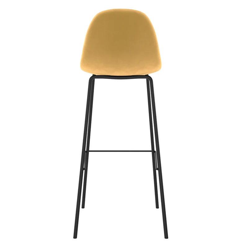 Chaise de bar Henrik en velours jaune 75 cm (lot de 2)