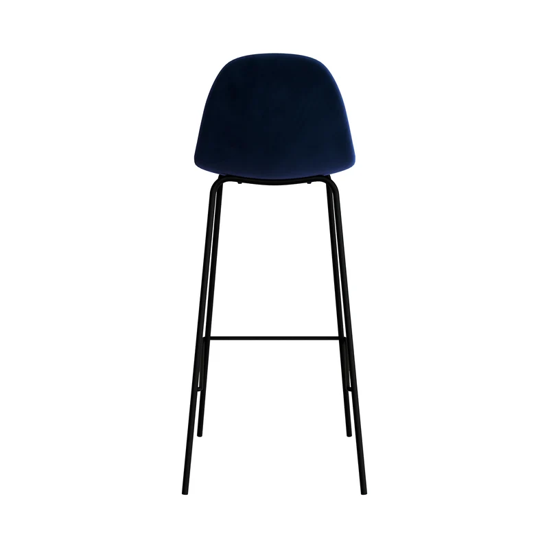 Chaise de bar Henrik en velours bleu foncé 75 cm (lot de 2)