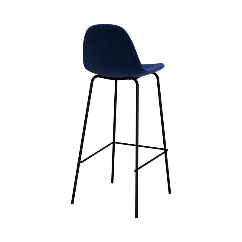 Chaise de bar Henrik en velours bleu foncé 75 cm (lot de 2)