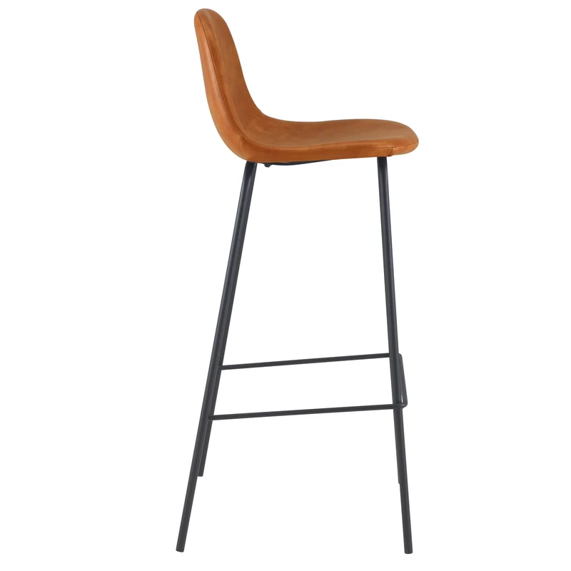 Chaise de bar Henrik en cuir synthétique camel 75 cm (lot de 2)