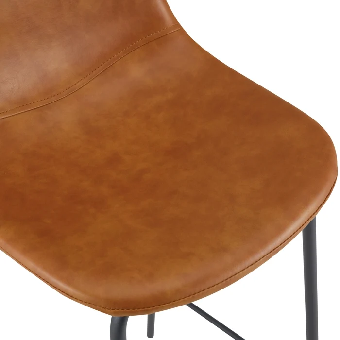 Chaise de bar Henrik en cuir synthétique camel 75 cm (lot de 2)