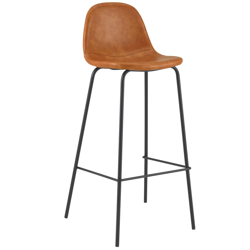Chaise de bar Henrik en cuir synthétique camel 75 cm (lot de 2)