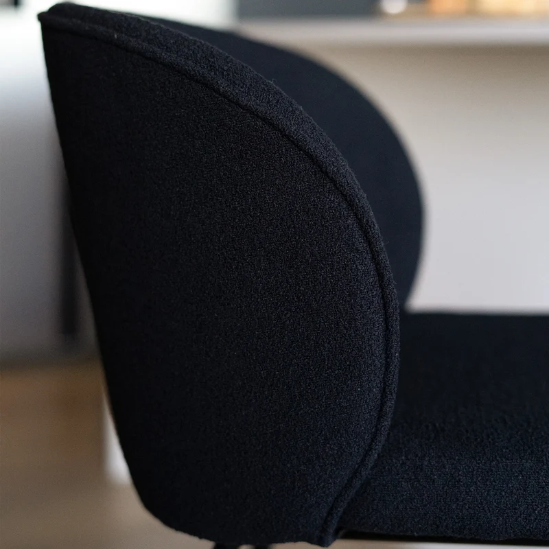 Chaise de bar Groom en tissu bouclé noir 66,3 cm (lot de 2)