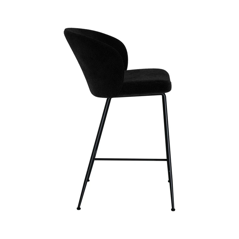 Chaise de bar Groom en tissu bouclé noir 66,3 cm (lot de 2)