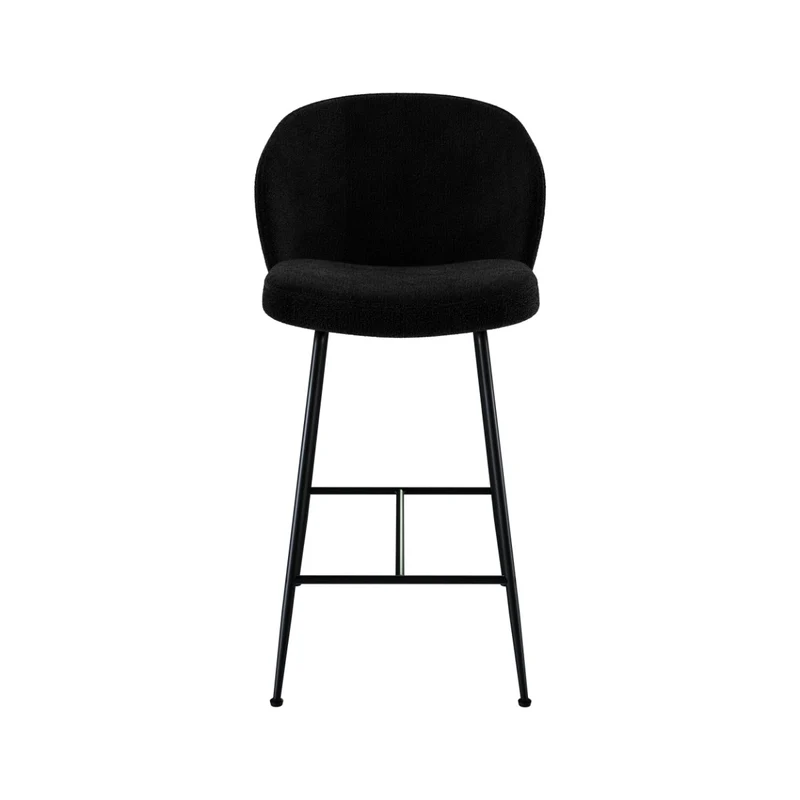 Chaise de bar Groom en tissu bouclé noir 66,3 cm (lot de 2)