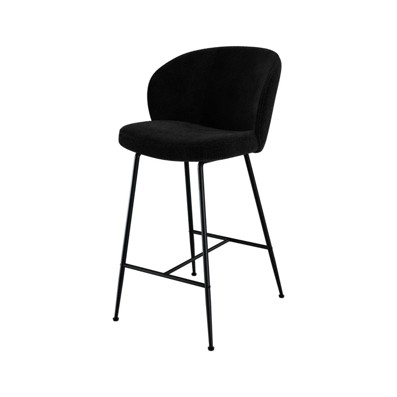 Chaise de bar Groom en tissu bouclé noir 66,3 cm (lot de 2)