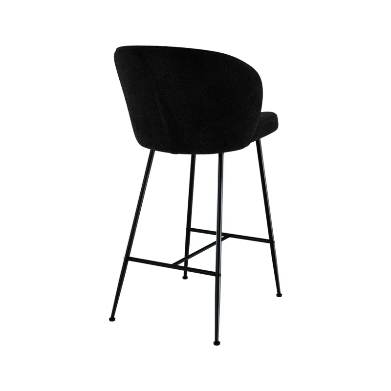 Chaise de bar Groom en tissu bouclé noir 66,3 cm (lot de 2)