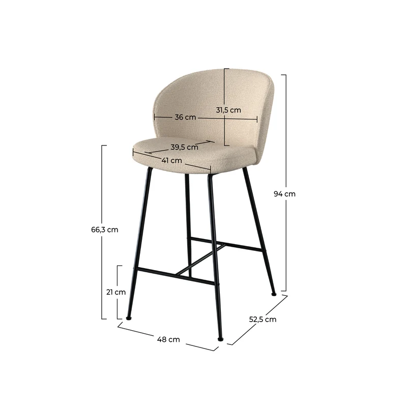 Lot de 2 chaises pour îlot central Groom 66,3 cm en tissu bouclé beige