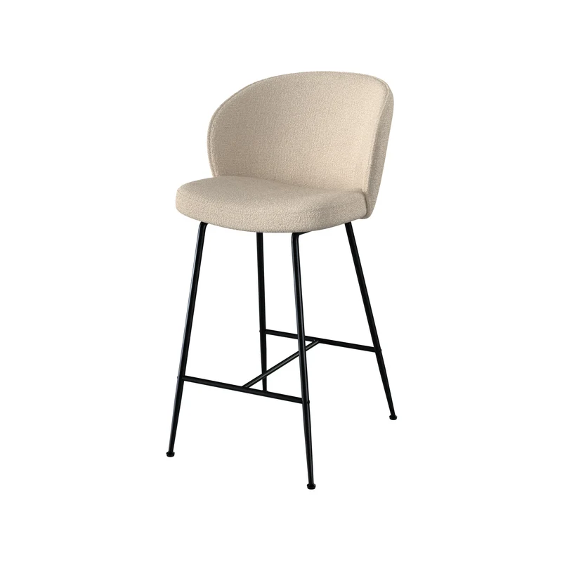 Lot de 2 chaises pour îlot central Groom 66,3 cm en tissu bouclé beige