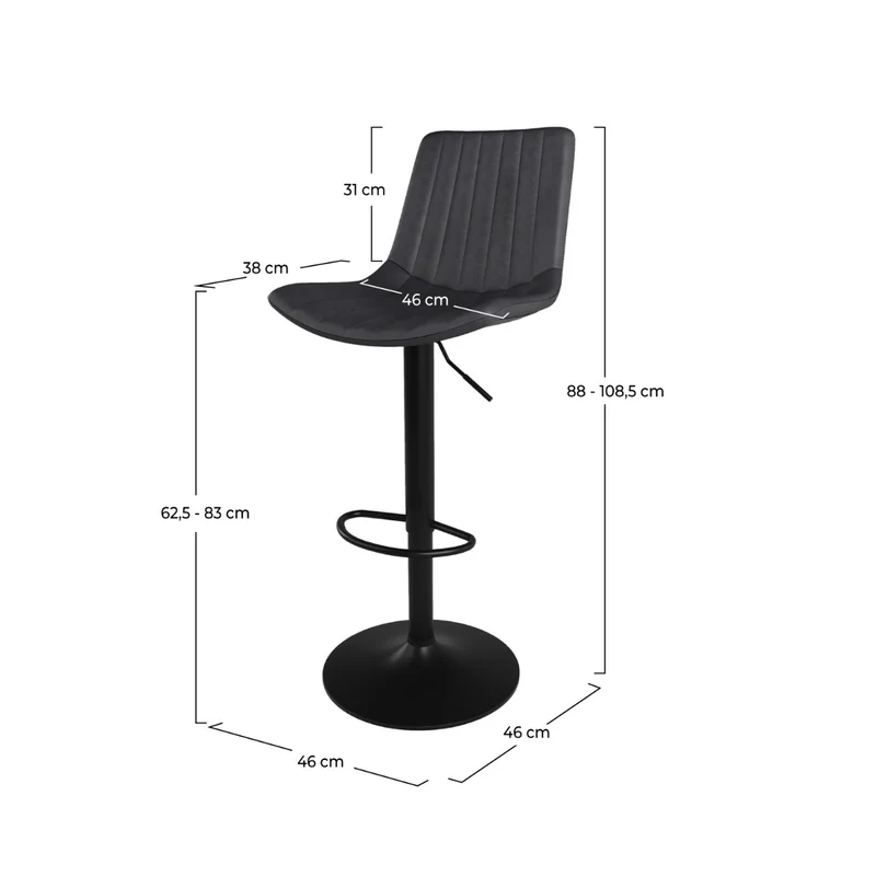 Chaise de bar gris foncé Killi 62,5/83 cm (lot de 2)
