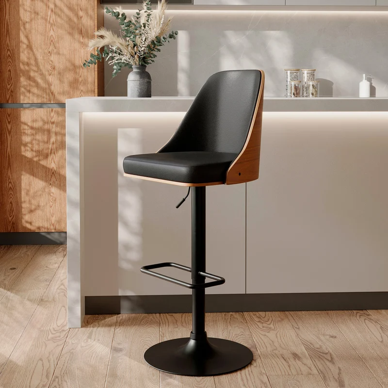 Chaise de bar Georges noire 56/77 cm