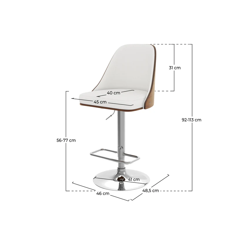Chaise de bar Georges blanche 56/77 cm
