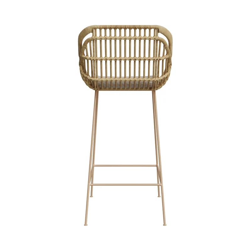 Chaise de bar en rotin Chiloe et pieds en métal beige 71 cm