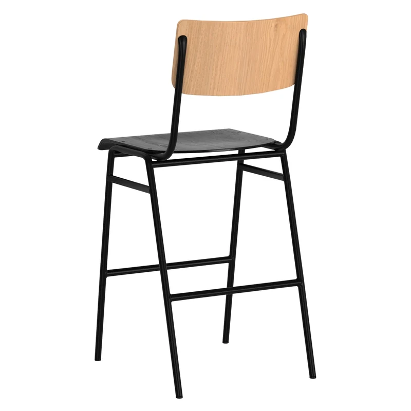 Chaise de bar mi-hauteur Clem en bois clair et noir 66 cm (lot de 2)