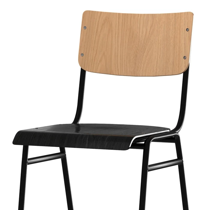 Chaise de bar mi-hauteur Clem en bois clair et noir 66 cm (lot de 2)