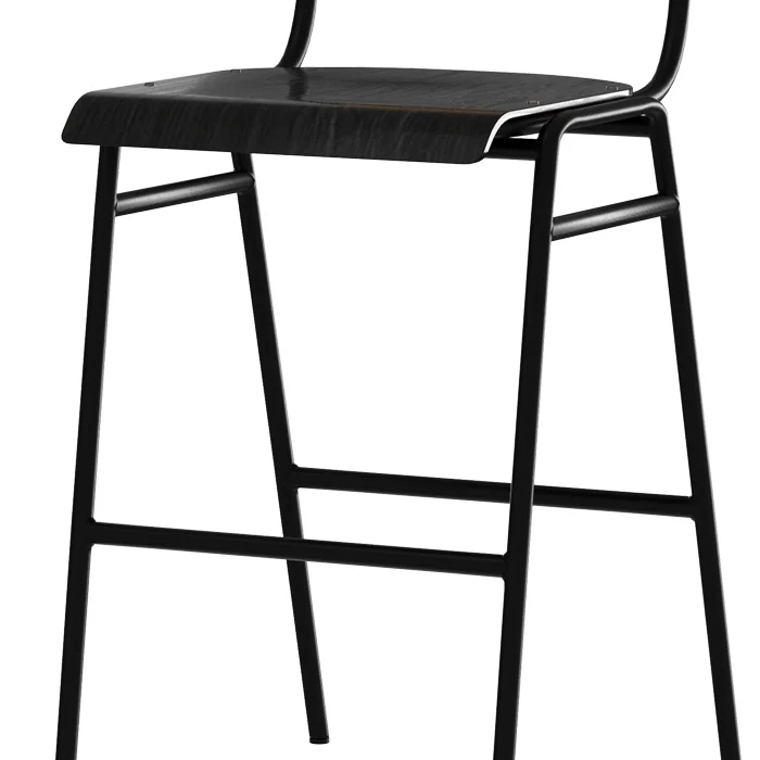Chaise de bar mi-hauteur Clem en bois clair et noir 66 cm (lot de 2)