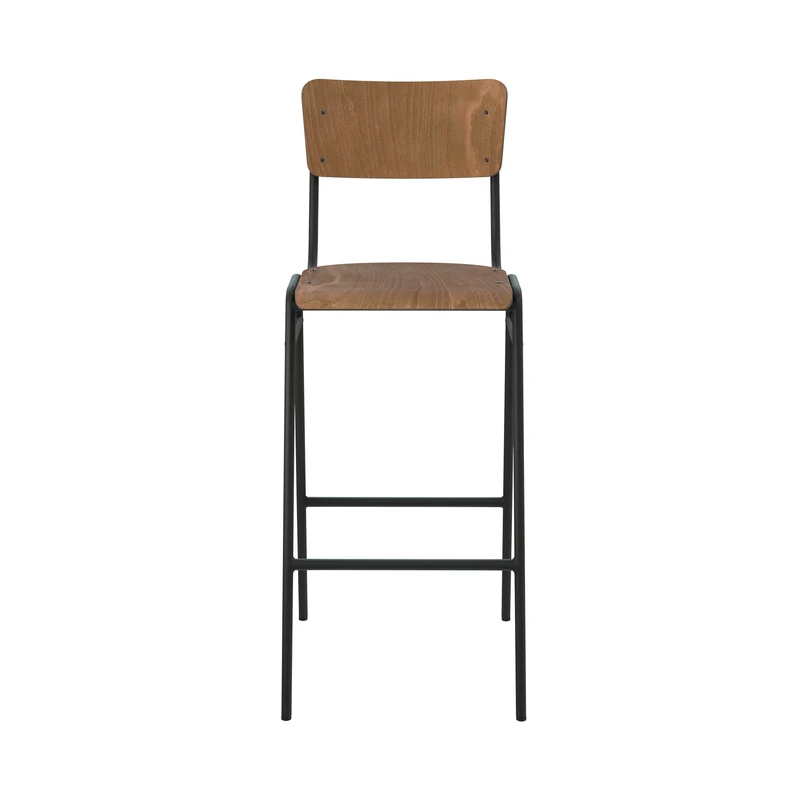 Chaise de bar écolier Clem en bois foncé 75 cm (lot de 2)