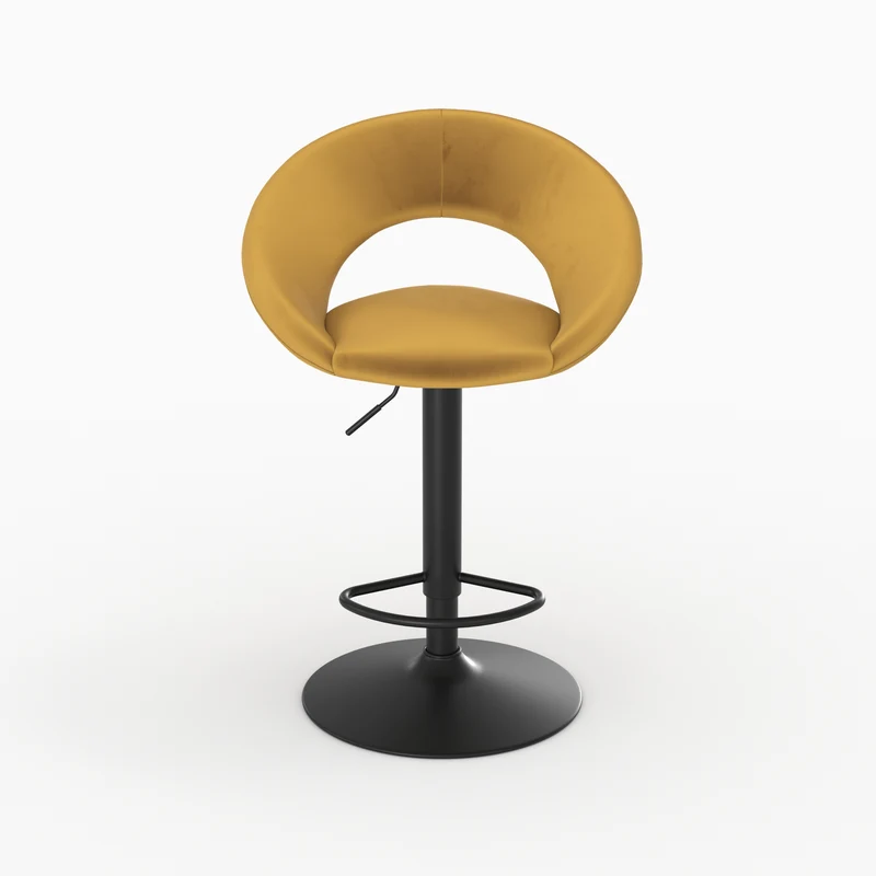 Chaise de bar Cloclo en velours jaune curry 61/76,5 cm (lot de 2)