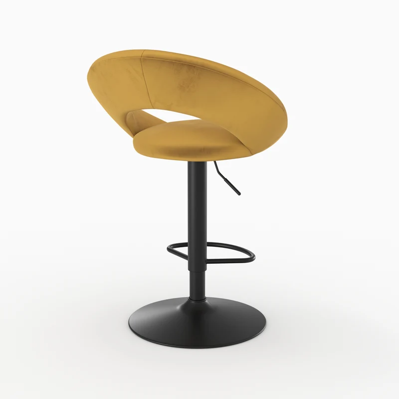 Chaise de bar Cloclo en velours jaune curry 61/76,5 cm (lot de 2)
