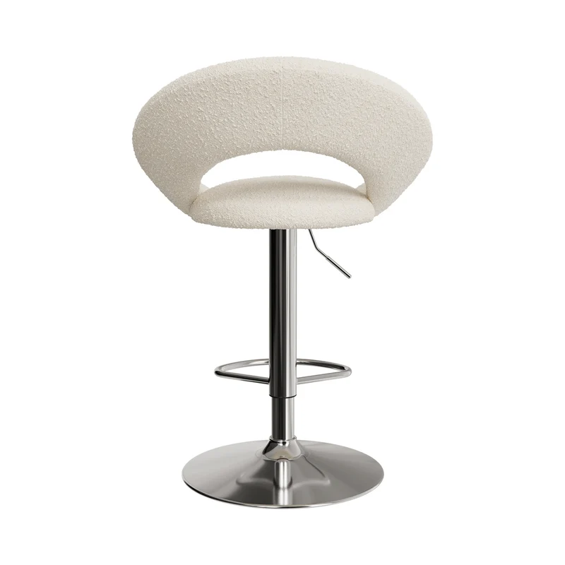 Chaise de bar Cloclo en tissu bouclé crème 61/76,5 (lot de 2)