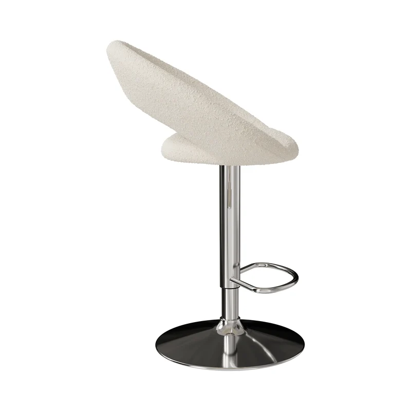 Chaise de bar Cloclo en tissu bouclé crème 61/76,5 (lot de 2)