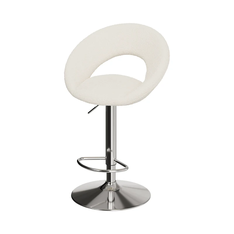 Chaise de bar Cloclo en tissu bouclé crème 61/76,5 (lot de 2)