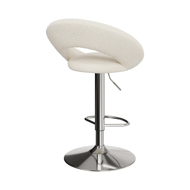 Chaise de bar Cloclo en tissu bouclé crème 61/76,5 (lot de 2)