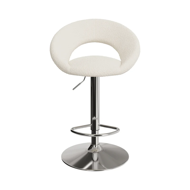 Chaise de bar Cloclo en tissu bouclé crème 61/76,5 (lot de 2)