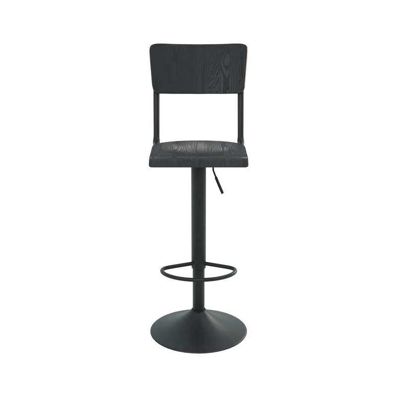 Chaise de bar Clem en bois noir réglable 60/80 cm (lot de 2)