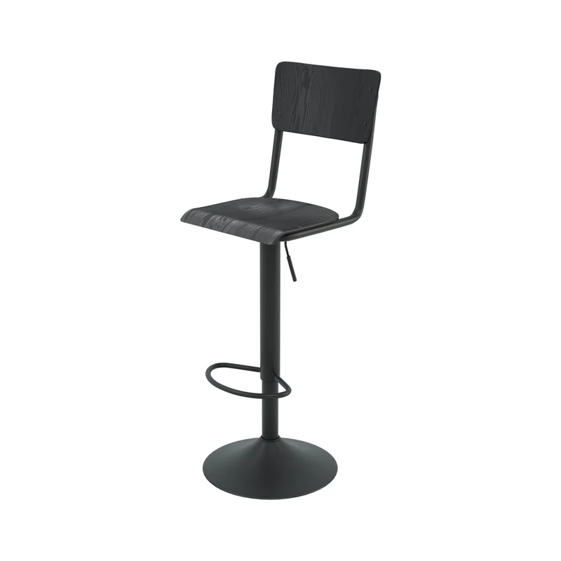 Chaise de bar Clem en bois noir réglable 60/80 cm (lot de 2)
