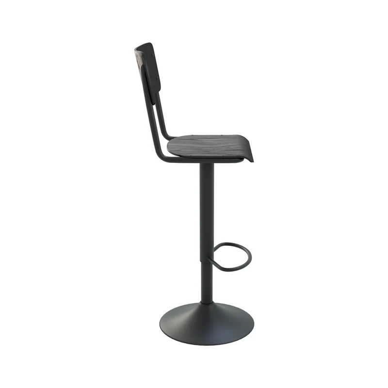 Chaise de bar Clem en bois noir réglable 60/80 cm (lot de 2)