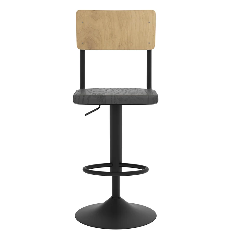 Chaise de bar Clem en bois clair et noir réglable 60/80 cm (lot de 2)