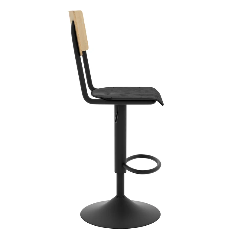 Chaise de bar Clem en bois clair et noir réglable 60/80 cm (lot de 2)