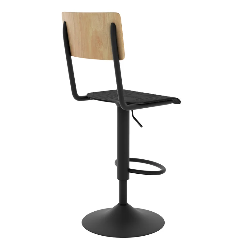 Chaise de bar Clem en bois clair et noir réglable 60/80 cm (lot de 2)