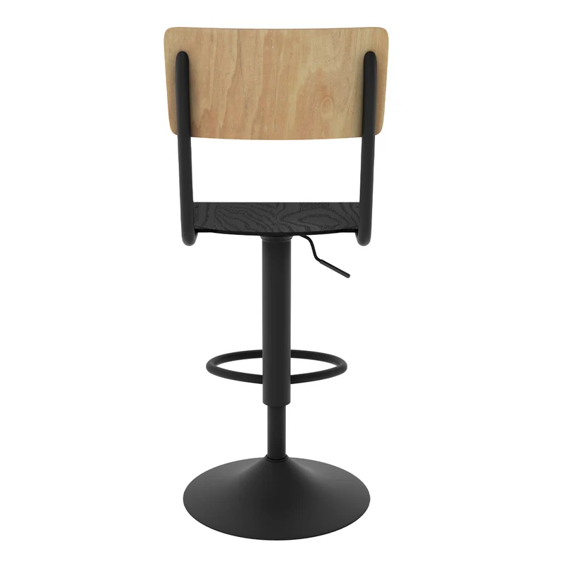 Chaise de bar Clem en bois clair et noir réglable 60/80 cm (lot de 2)