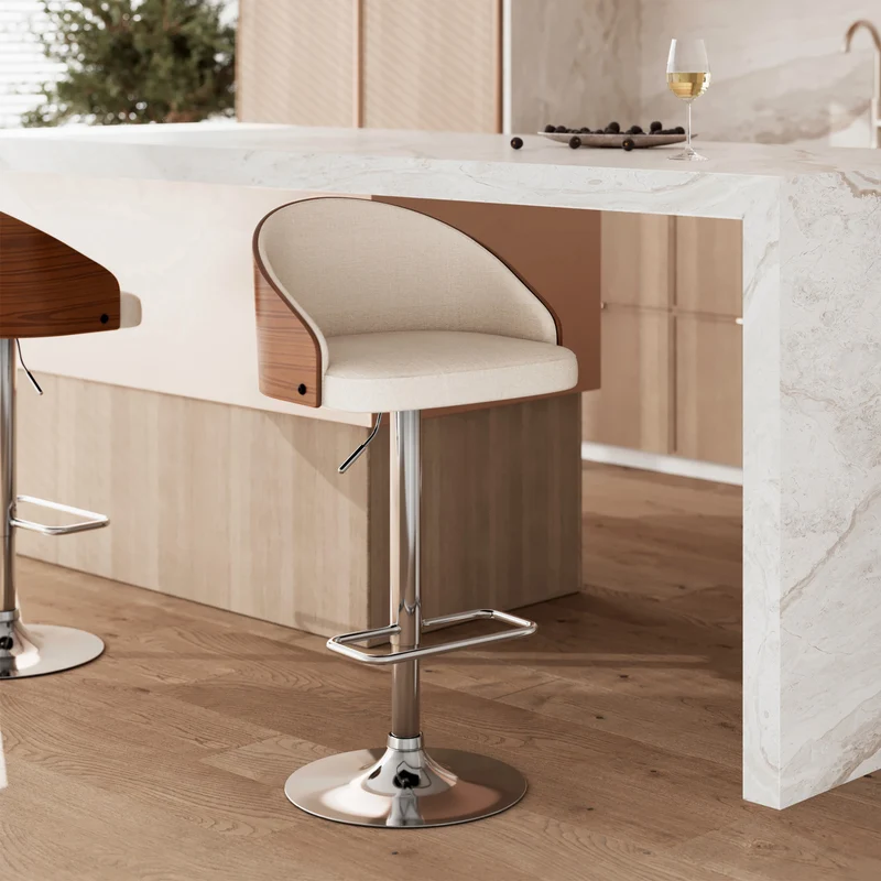 Chaise de bar Carmelo beige 63/84 cm