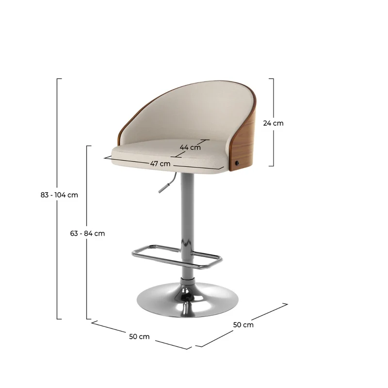 Chaise de bar Carmelo beige 63/84 cm