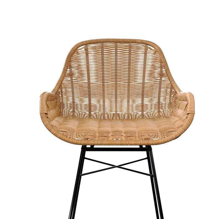 Chaise de bar mi-hauteur Carmela en résine tressée naturelle 65 cm (lot de 2)