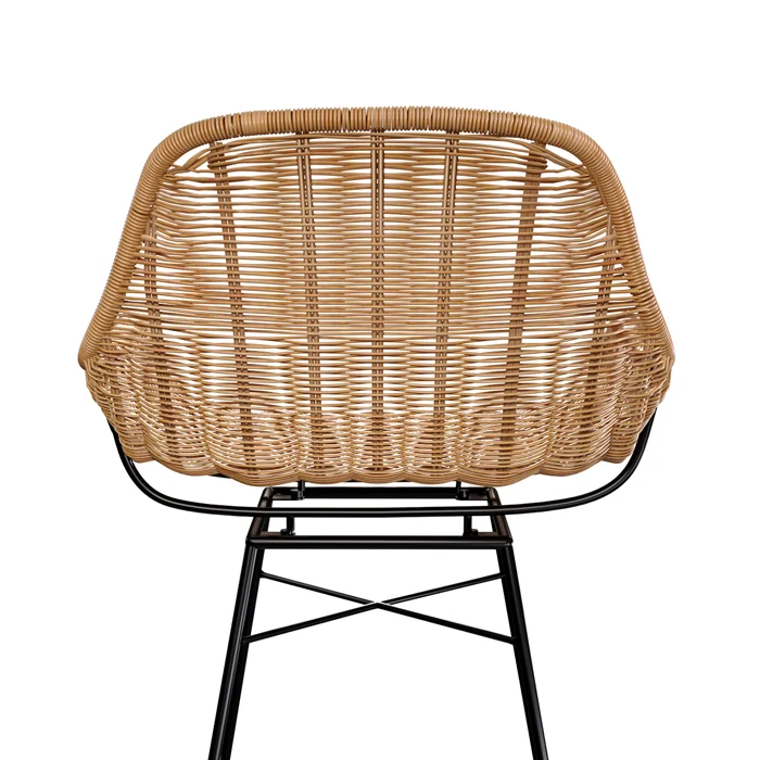 Chaise de bar mi-hauteur Carmela en résine tressée naturelle 65 cm (lot de 2)