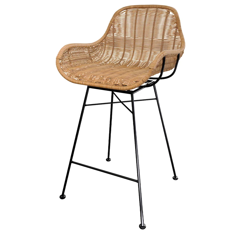 Chaise de bar mi-hauteur Carmela en résine tressée naturelle 65 cm (lot de 2)