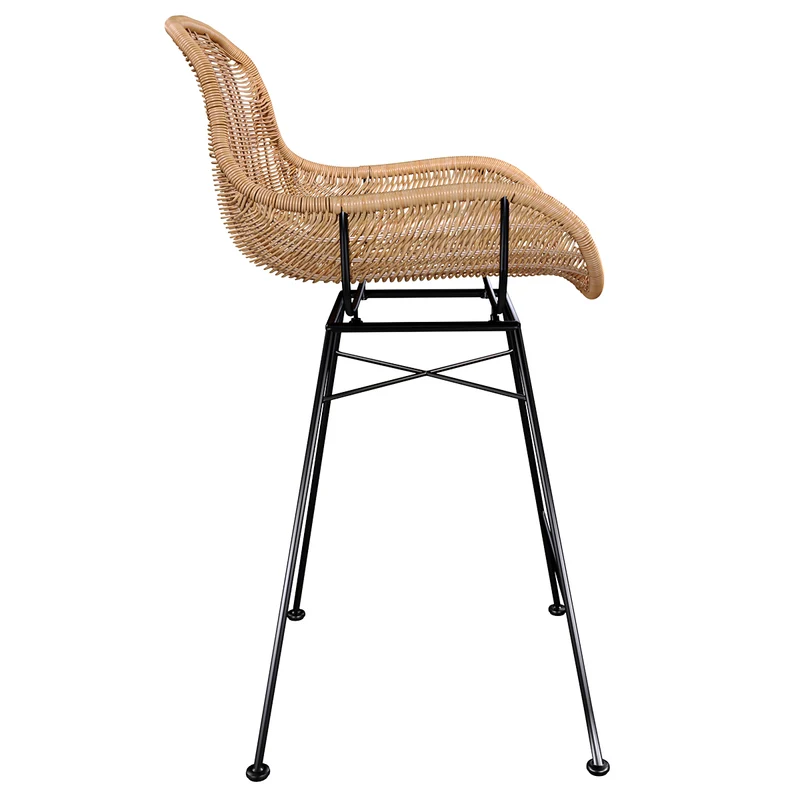 Chaise de bar mi-hauteur Carmela en résine tressée naturelle 65 cm (lot de 2)