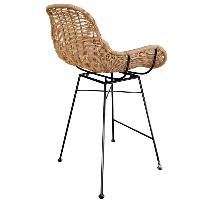 Chaise de bar mi-hauteur Carmela en résine tressée naturelle 65 cm (lot de 2)