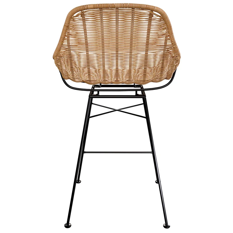 Chaise de bar mi-hauteur Carmela en résine tressée naturelle 65 cm (lot de 2)