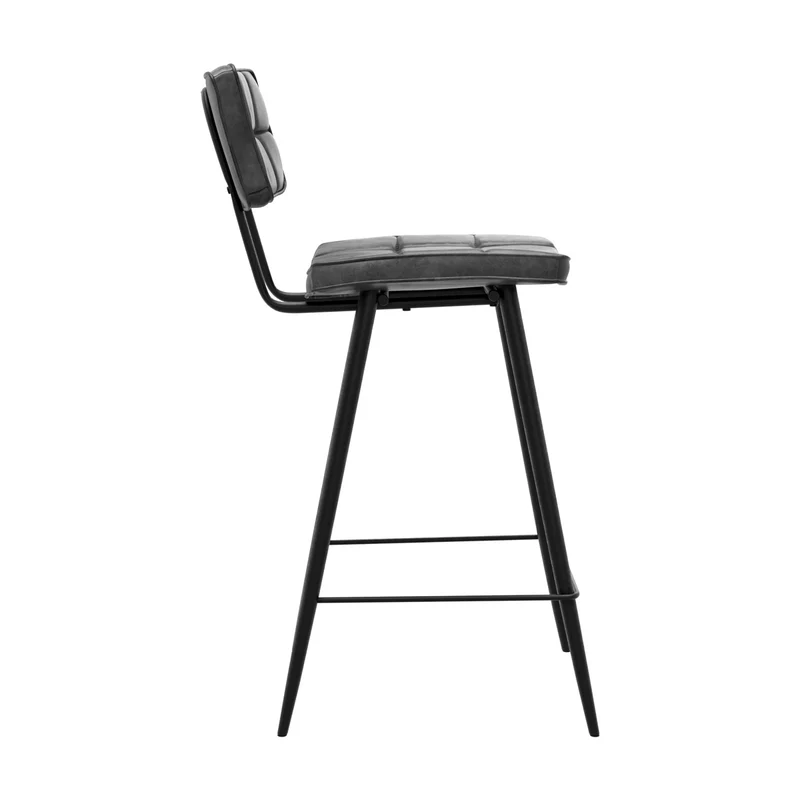 Chaise de bar mi-hauteur capitonnée Texas gris/noir 66 cm (lot de 2)