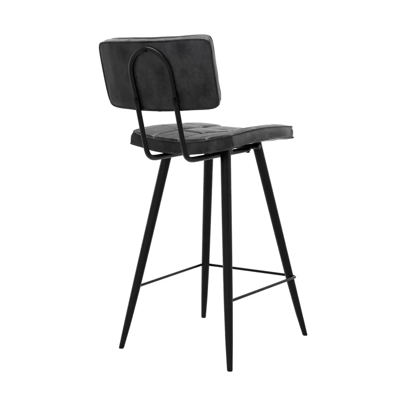 Chaise de bar mi-hauteur capitonnée Texas gris/noir 66 cm (lot de 2)