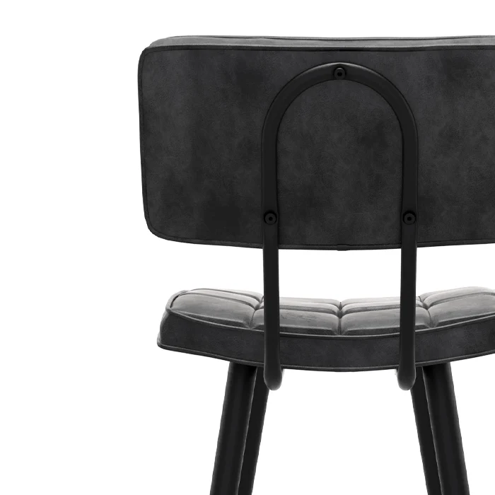 Chaise de bar mi-hauteur capitonnée Texas gris/noir 66 cm (lot de 2)