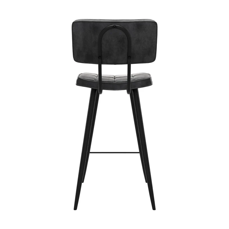 Chaise de bar mi-hauteur capitonnée Texas gris/noir 66 cm (lot de 2)