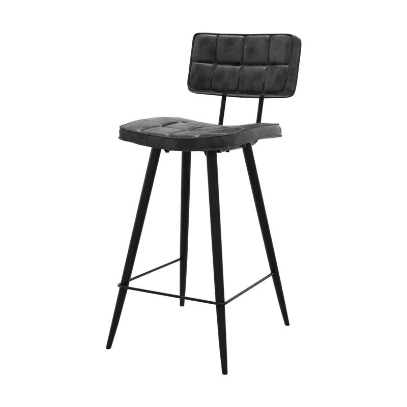 Chaise de bar mi-hauteur capitonnée Texas gris/noir 66 cm (lot de 2)