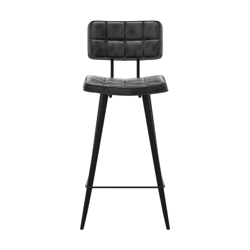 Chaise de bar mi-hauteur capitonnée Texas gris/noir 66 cm (lot de 2)